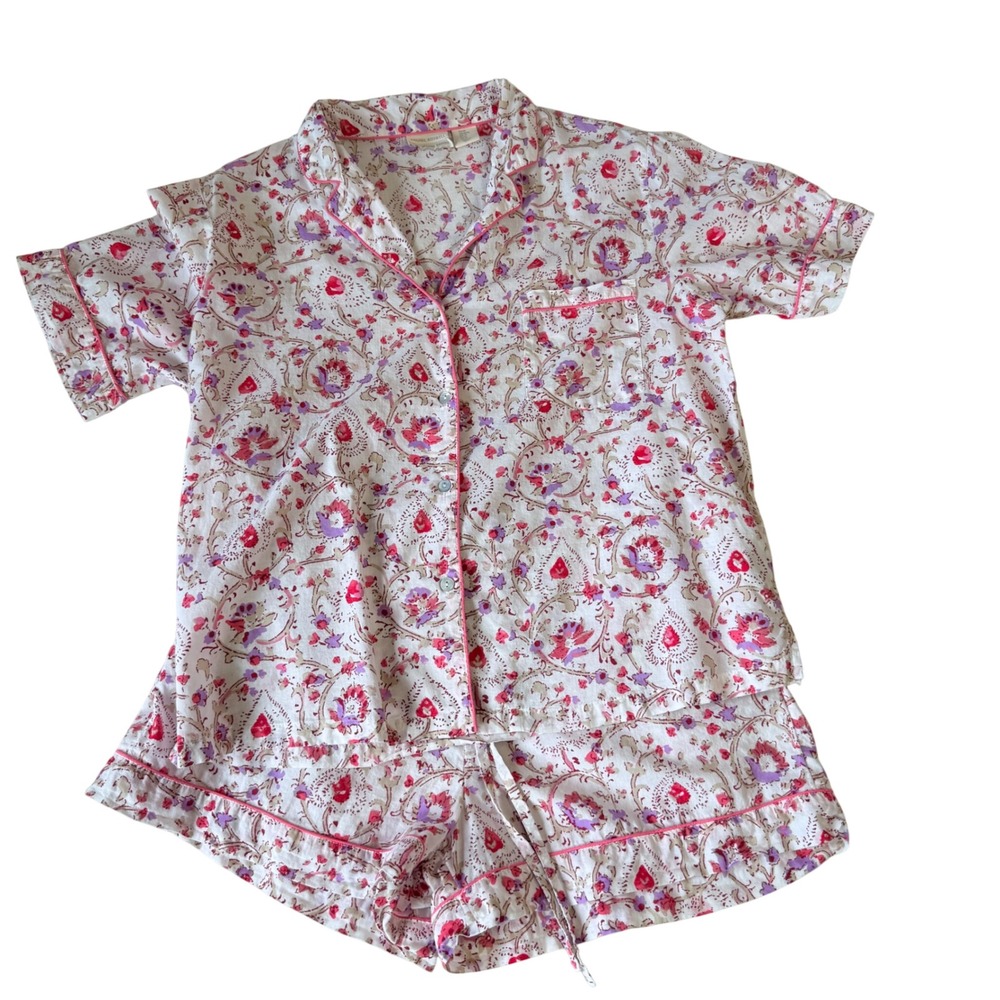 Women's Pink Floral Short Pajama Set